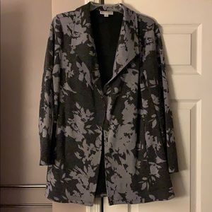 Dana Buchman Gray Floral Blazer Size Medium